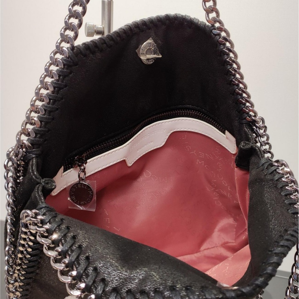 Stella McCartney Black Shoulder Bag with White Graffiti Logo - Picture 9 of 9